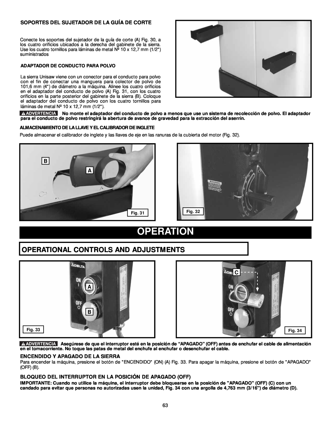 DeWalt 36-L51X, 36-L31X, 36-L53L, 36-L51L Operational Controls And Adjustments, Adaptador De Conducto Para Polvo 