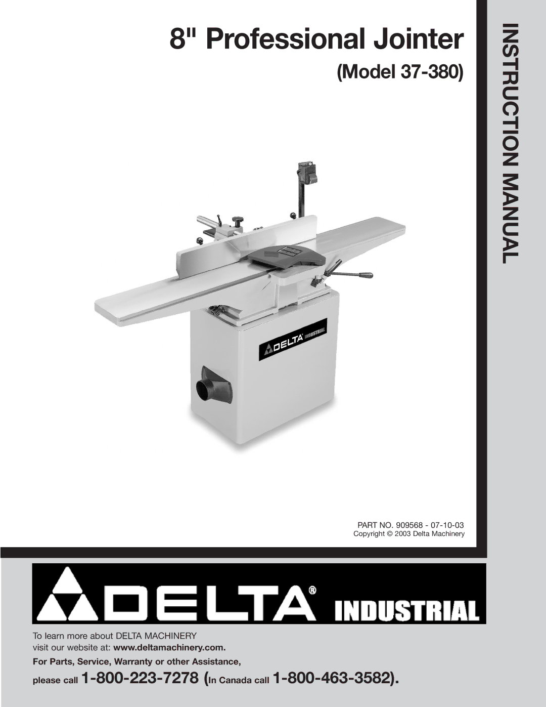 DeWalt 37-380 instruction manual Professional Jointer 