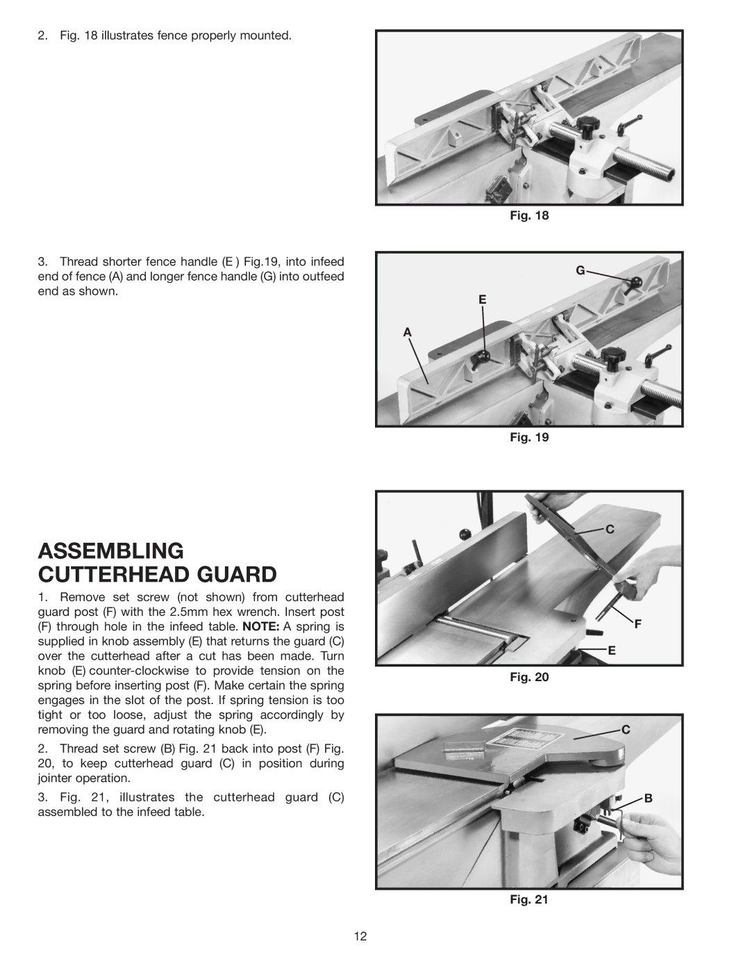 DeWalt 37-380 instruction manual Assembling Cutterhead Guard 