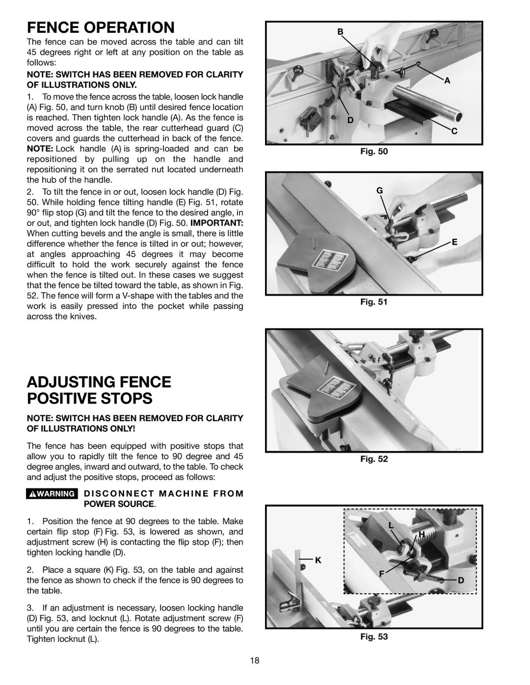 DeWalt 37-380 instruction manual Fence Operation, Adjusting Fence Positive Stops 