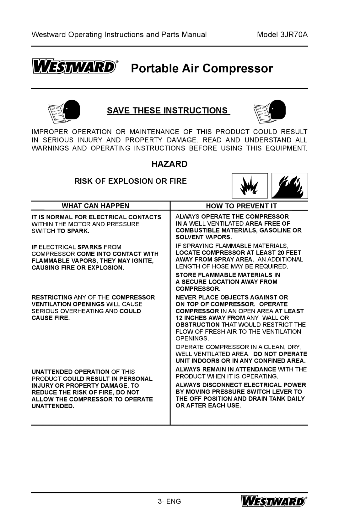 DeWalt 3JR70A specifications Risk of Explosion or Fire, What can Happen, HOW to Prevent IT 