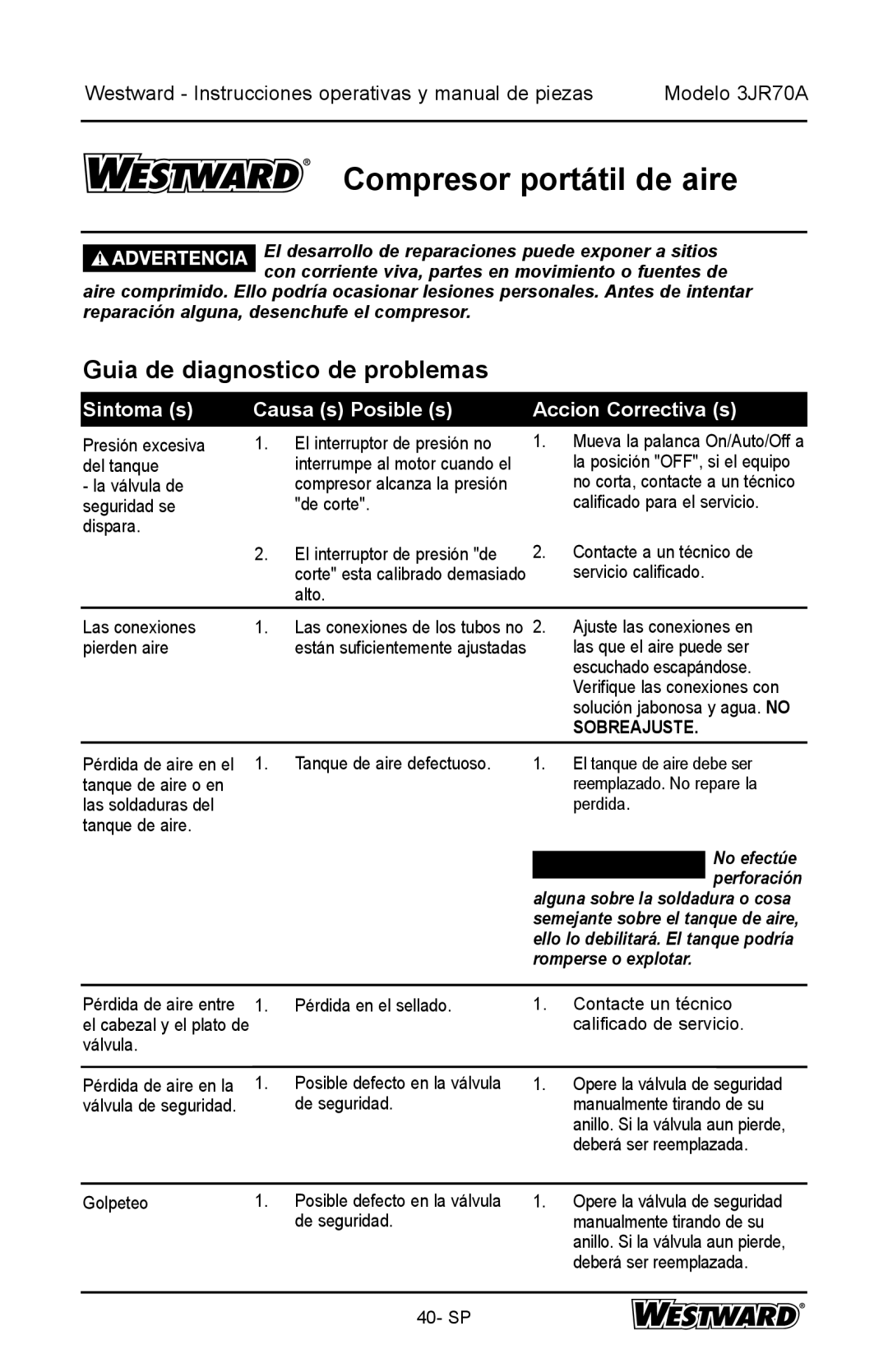 DeWalt 3JR70A specifications Guia de diagnostico de problemas, Sobreajuste 