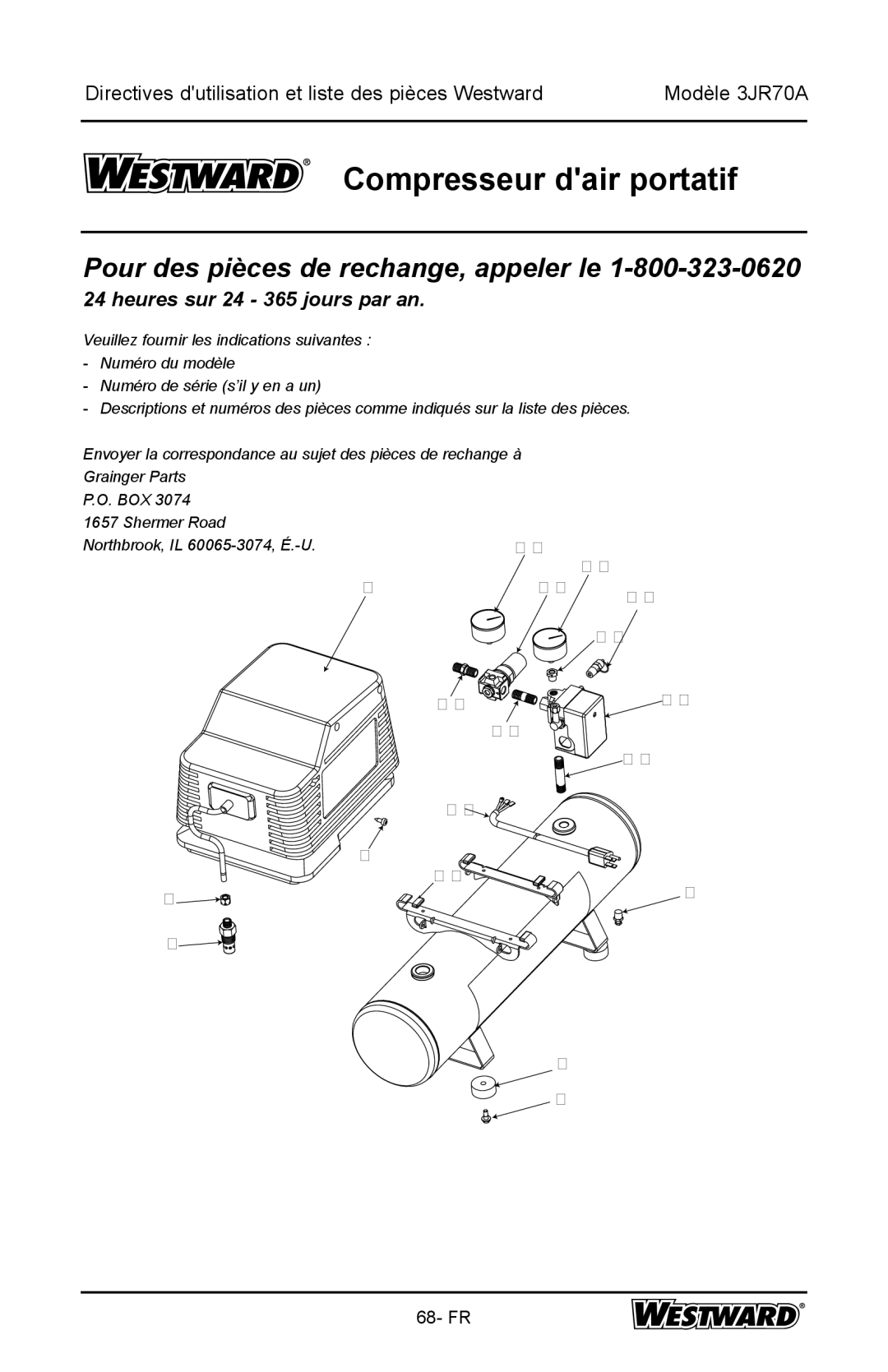 DeWalt 3JR70A specifications Pour des pièces de rechange, appeler le 