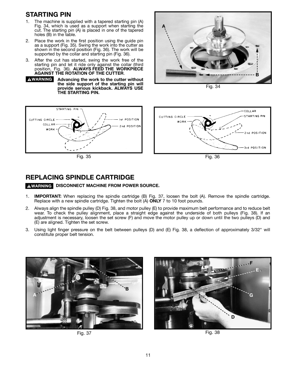 DeWalt 43-459, 43-460 instruction manual Starting PIN, Replacing Spindle Cartridge 