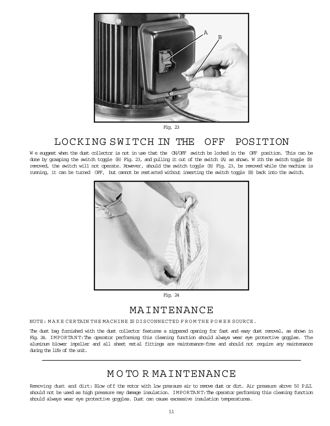 DeWalt 50-665 instruction manual Locking Switch in the OFF Position, To R Maintenance 