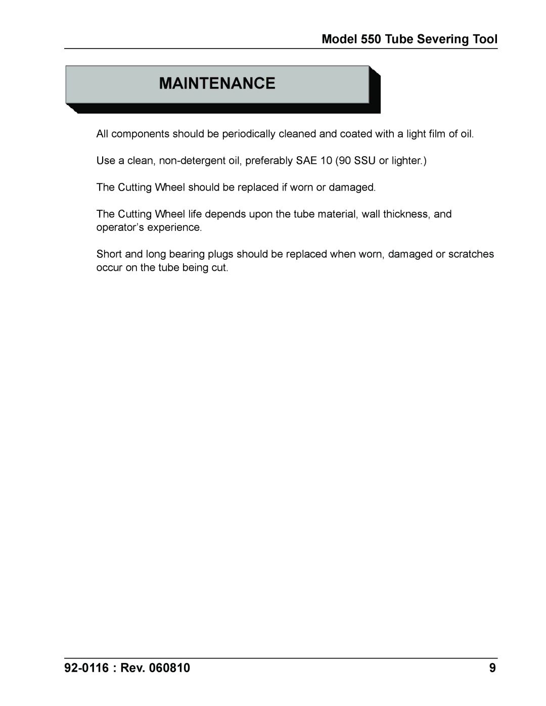 DeWalt 550 specifications Maintenance 