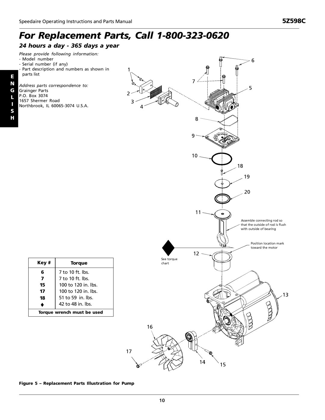 DeWalt 5Z598C specifications For Replacement Parts, Call 