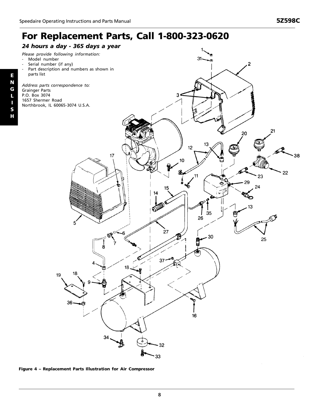 DeWalt 5Z598C specifications For Replacement Parts, Call 