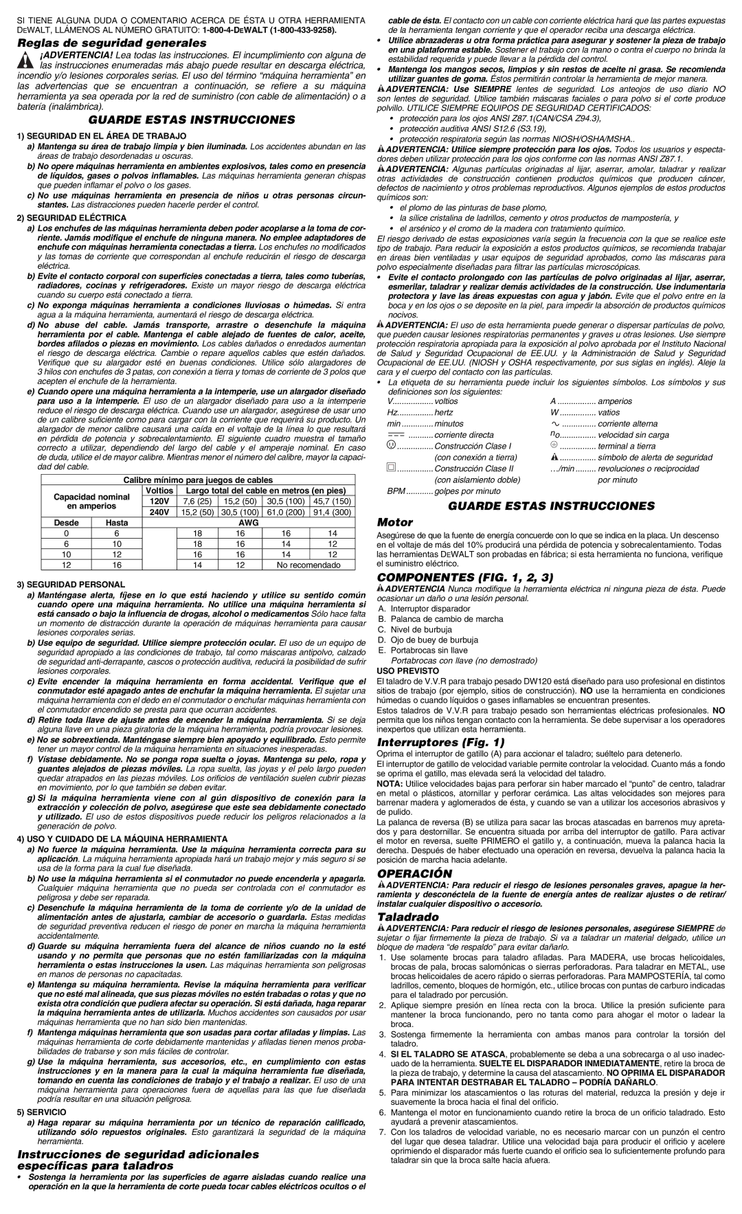 DeWalt DWD115, 655014-00, D21002, D21009, DWD110, DWD112 Guarde Estas Instrucciones, Componentes , 2, Operación 