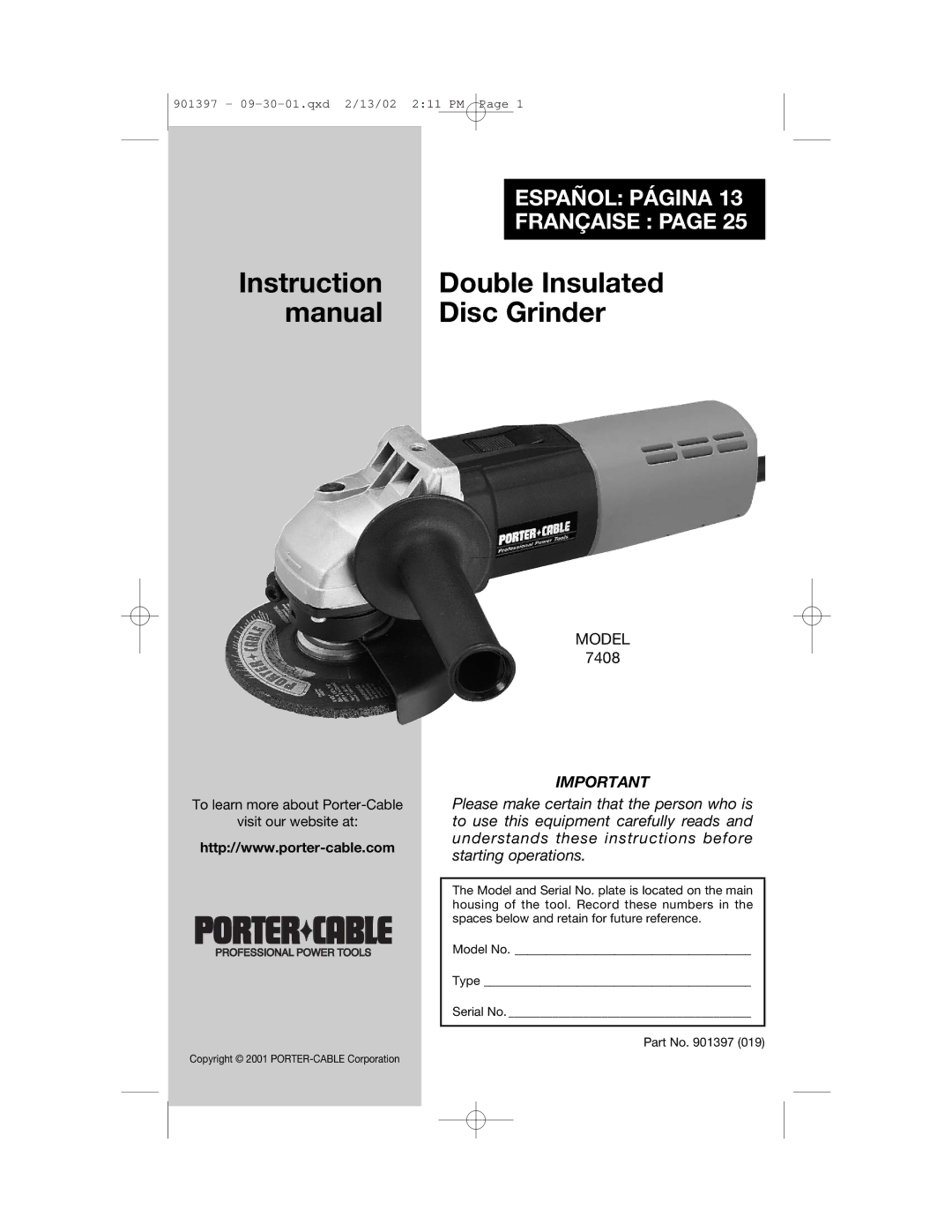 DeWalt 7408 instruction manual Double Insulated 