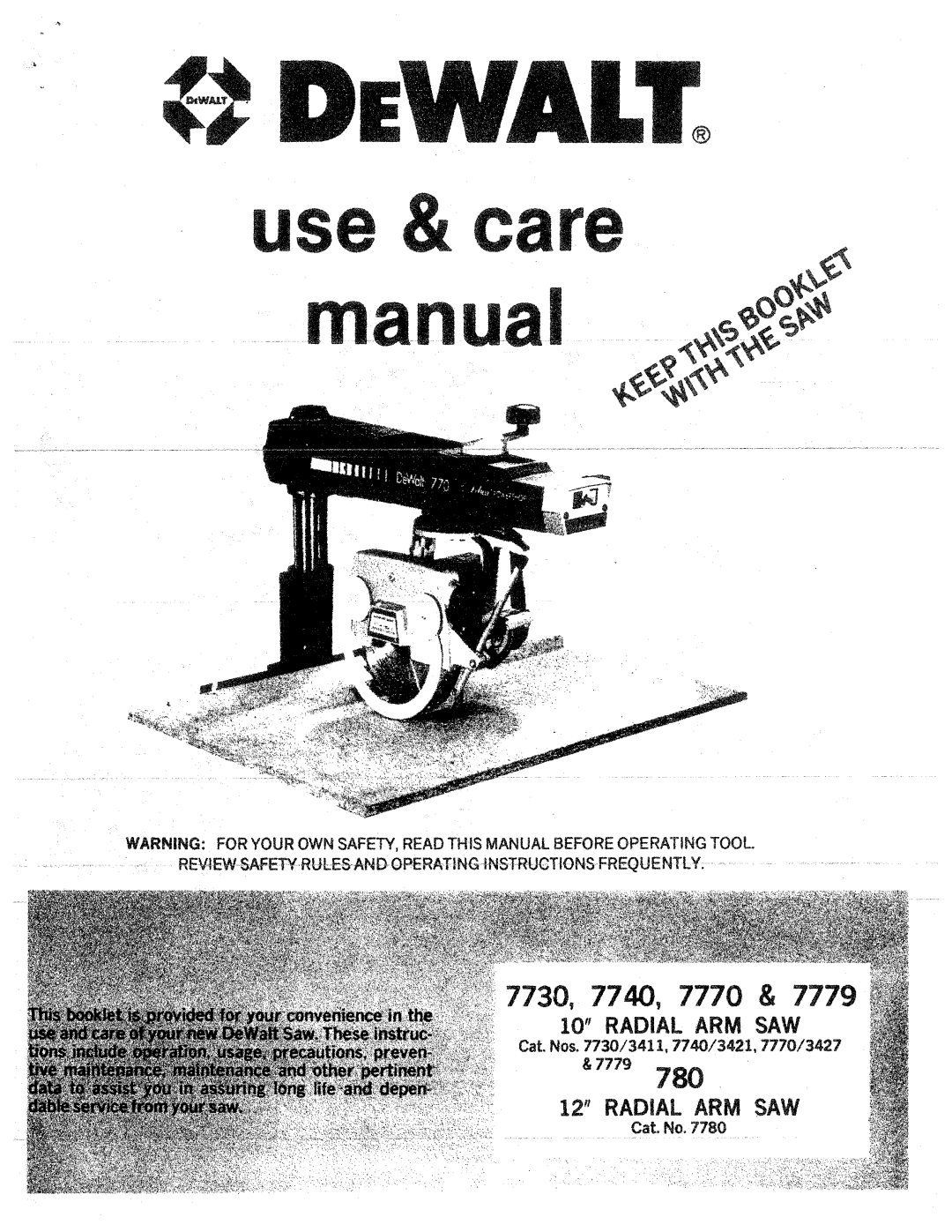 DeWalt 7730, 7740, 7779, 7770 manual 