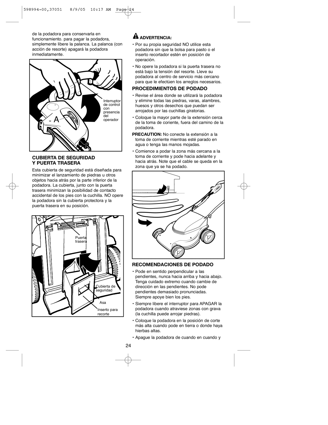 DeWalt 900.37051 Cubierta DE Seguridad Puerta Trasera, Procedimientos DE Podado, Recomendaciones DE Podado 