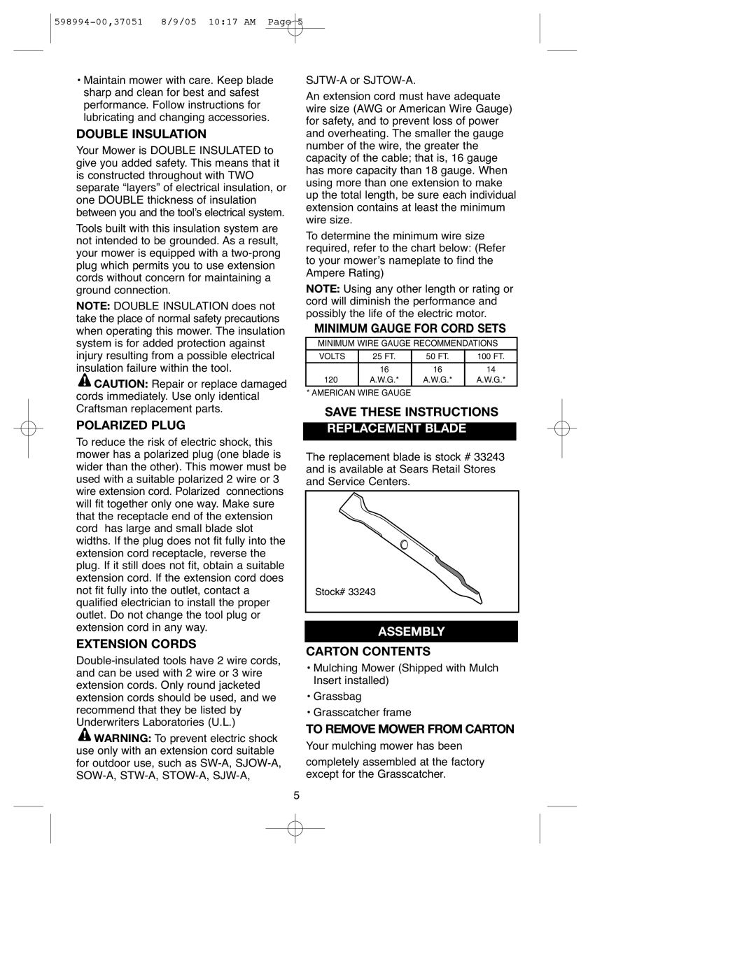 DeWalt 900.37051 instruction manual Replacement Blade, Assembly 