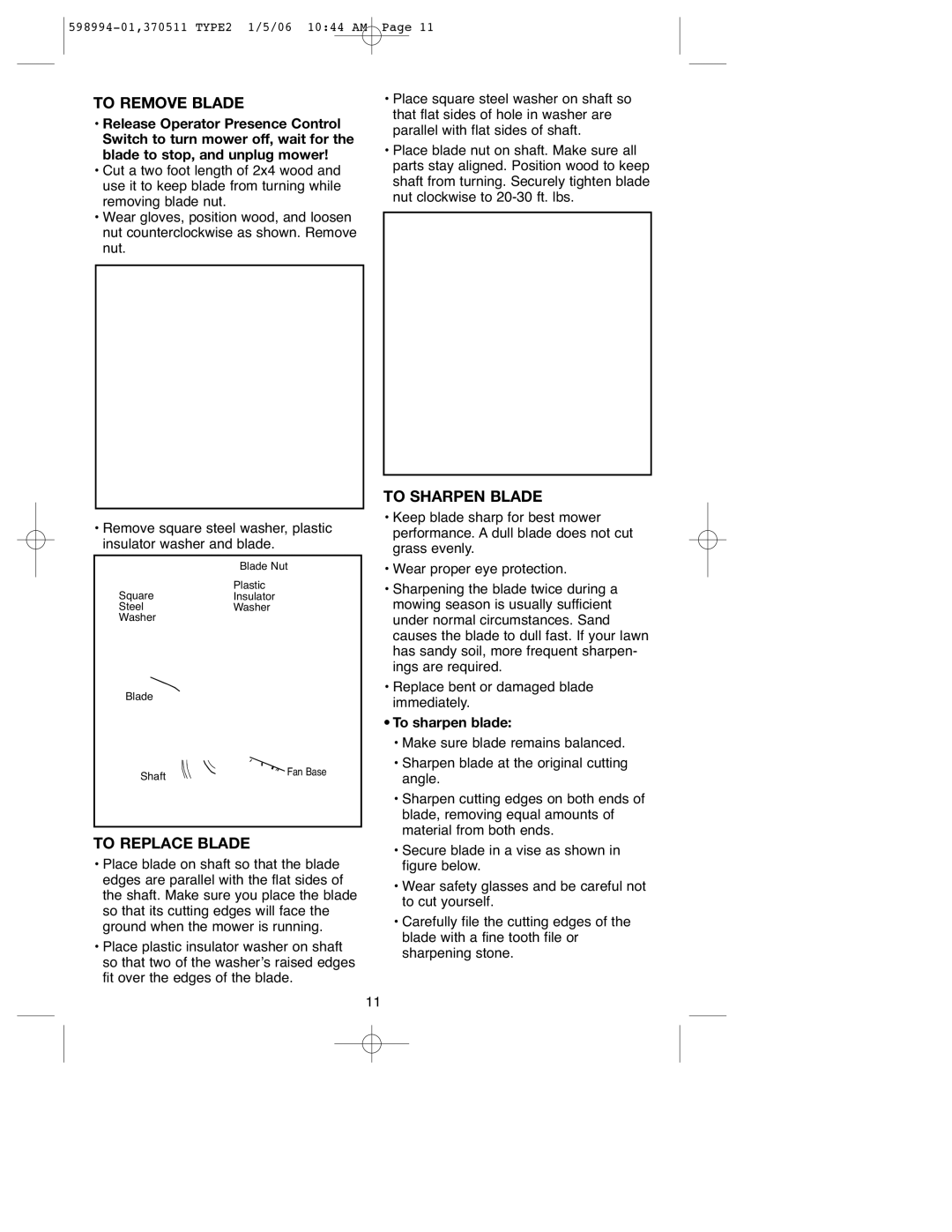 DeWalt 900.370511 instruction manual To Remove Blade, To Replace Blade, To Sharpen Blade 