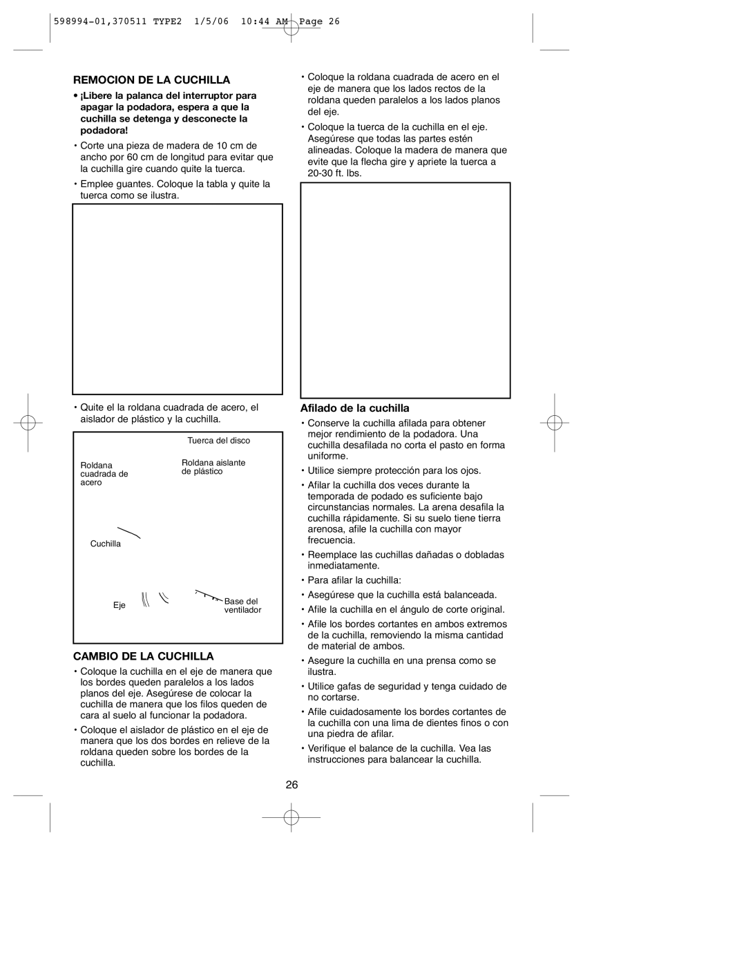 DeWalt 900.370511 instruction manual Remocion DE LA Cuchilla, Cambio DE LA Cuchilla 