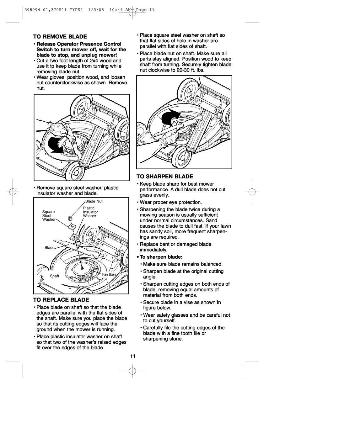DeWalt 900.370511 instruction manual To Remove Blade, To Replace Blade, To Sharpen Blade, To sharpen blade 