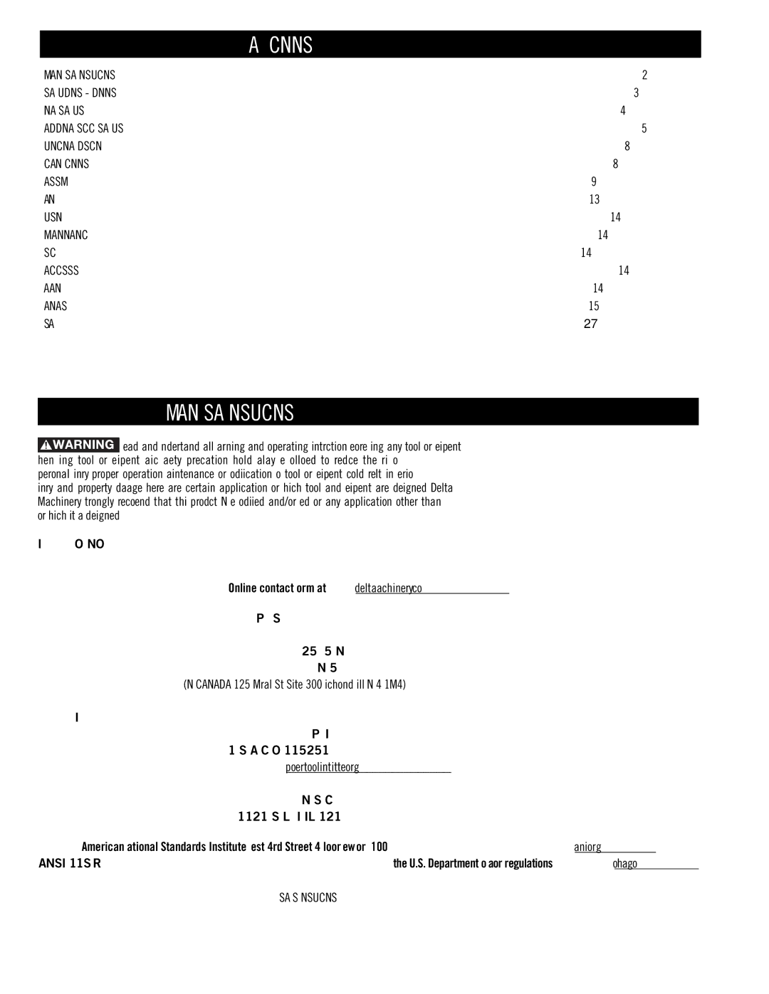 DeWalt AP400 instruction manual Table of Contents, Important Safety Instructions 