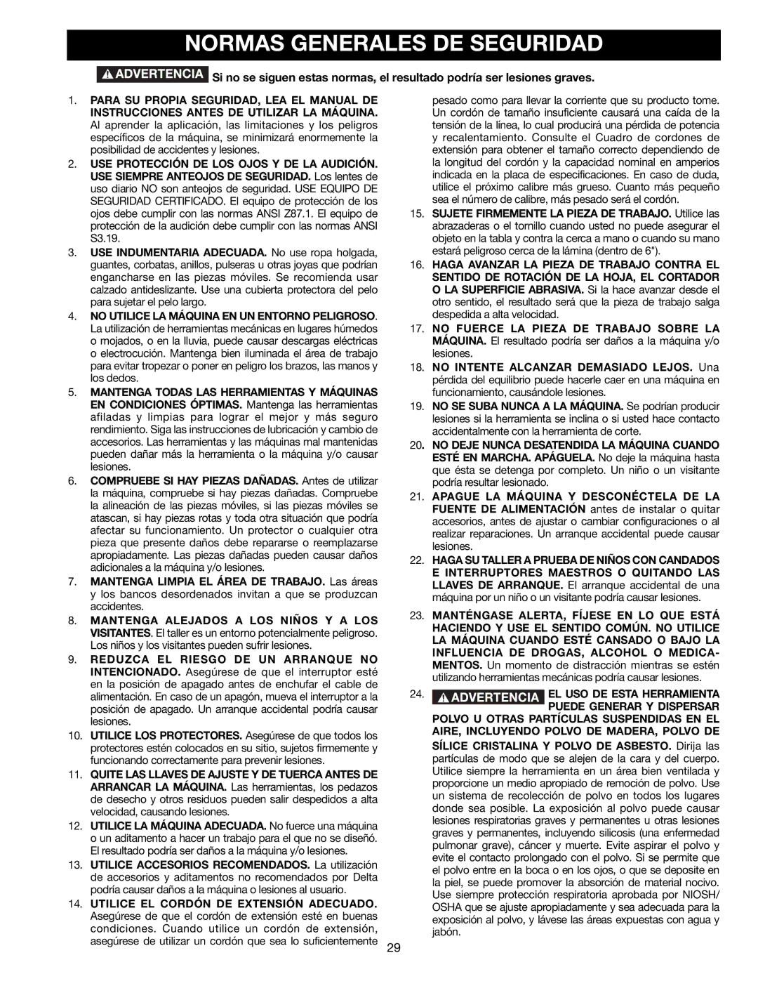 DeWalt AP400 instruction manual Normas Generales DE Seguridad 