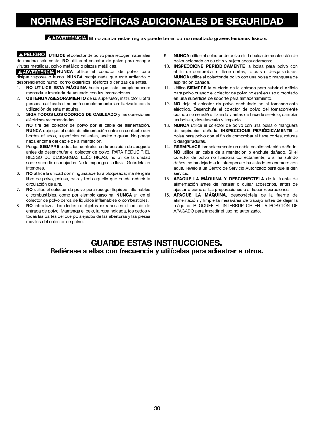 DeWalt AP400 instruction manual Normas Específicas Adicionales DE Seguridad, Guarde Estas Instrucciones 