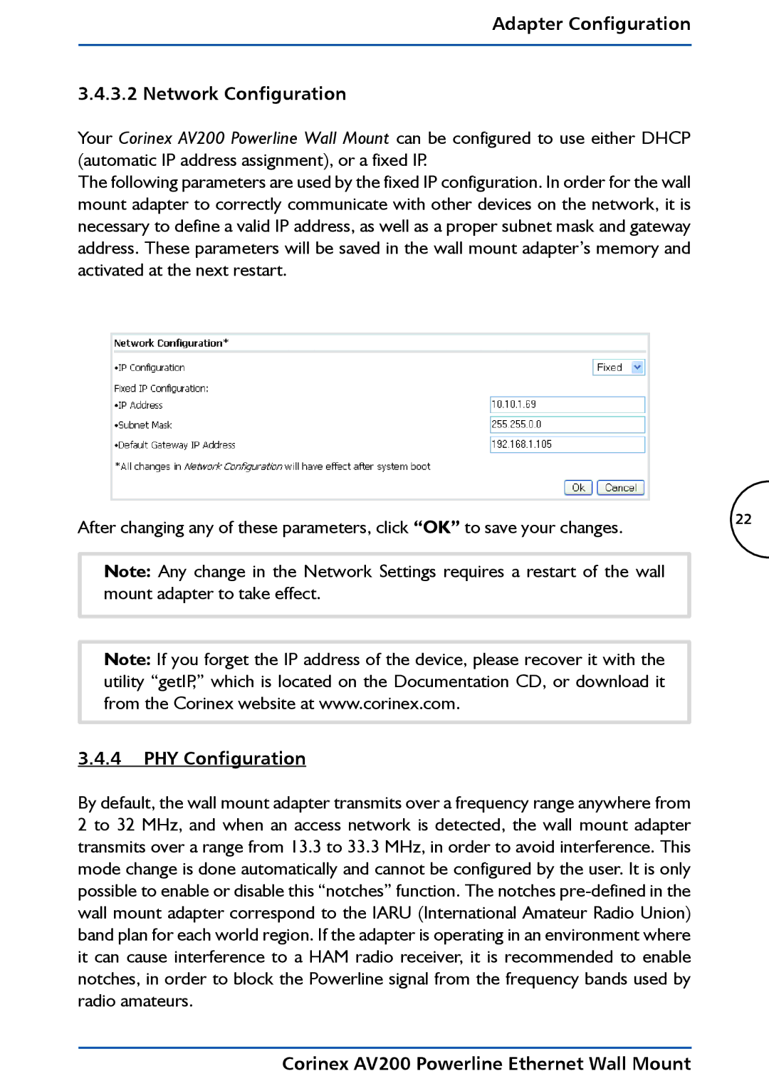 DeWalt AV200 manual Adapter Configuration Network Configuration, PHY Configuration 