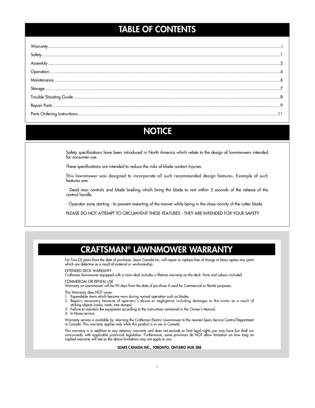 DeWalt C935-355190 owner manual Craftsman Lawnmower Warranty 