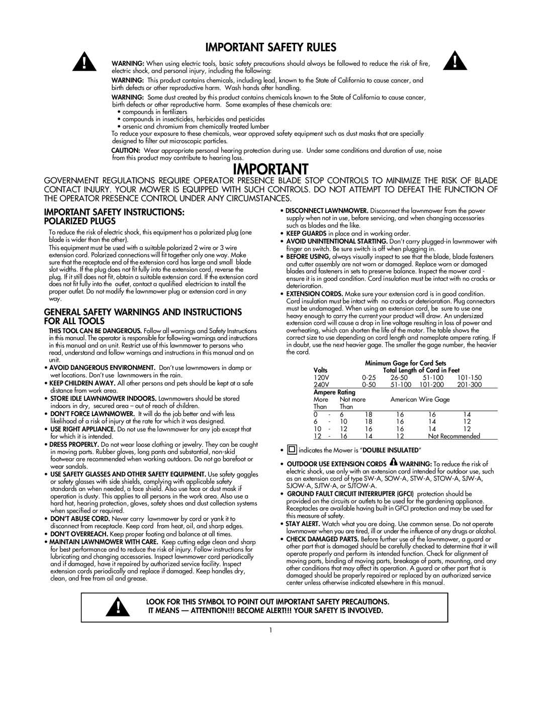 DeWalt C935-355190 Important Safety Instructions Polarized Plugs, General Safety Warnings and Instructions for ALL Tools 