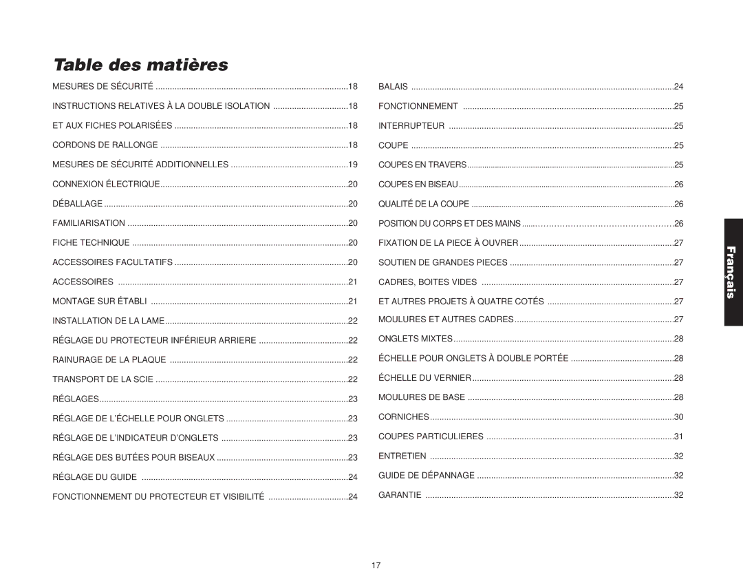 DeWalt Compound Miter Saw manual Corniches, Entretien Guide DE Dépannage Garantie 