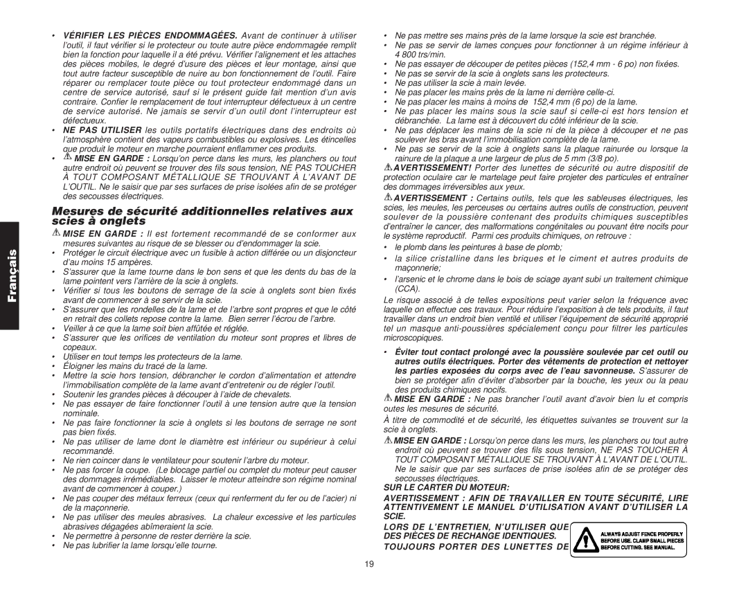 DeWalt Compound Miter Saw manual Français 