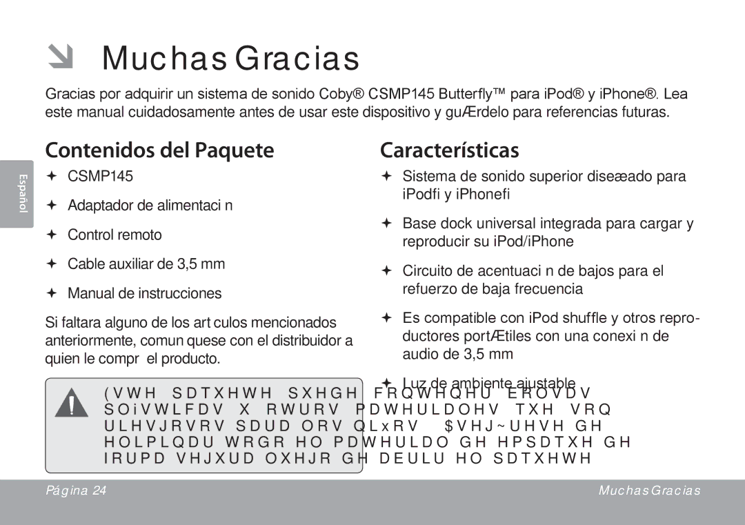 DeWalt CSMP145 instruction manual ÂÂ Muchas Gracias, Contenidos del Paquete, Características 