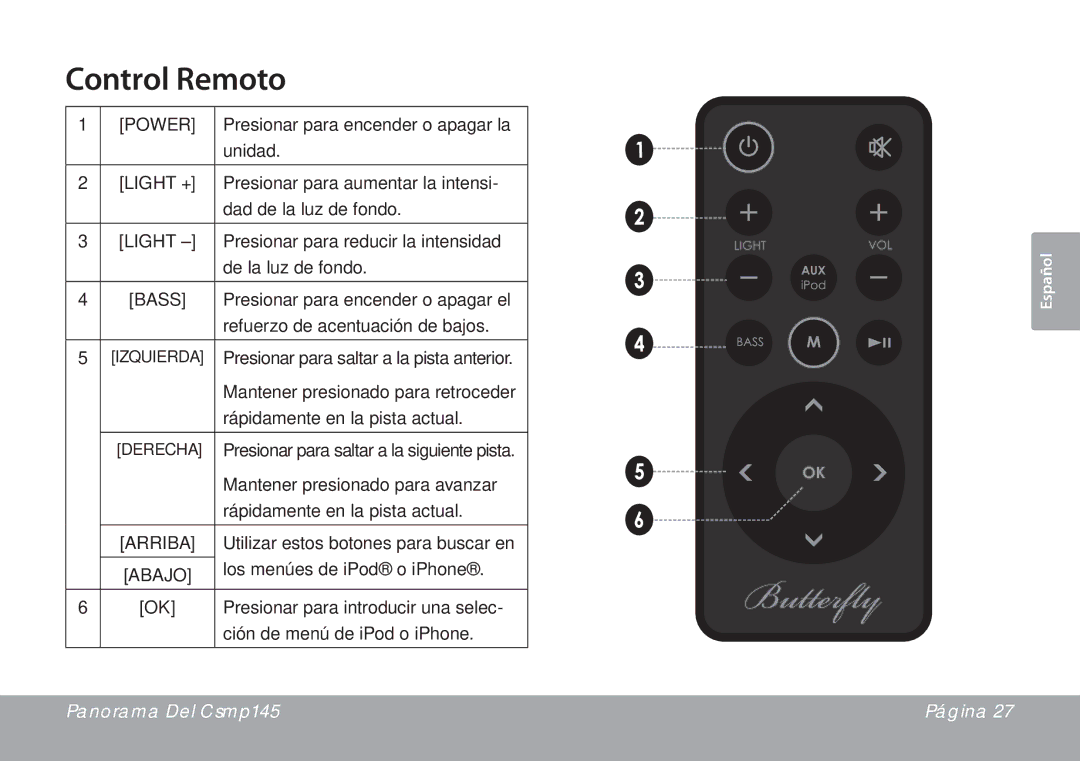 DeWalt CSMP145 instruction manual Control Remoto, Arriba 