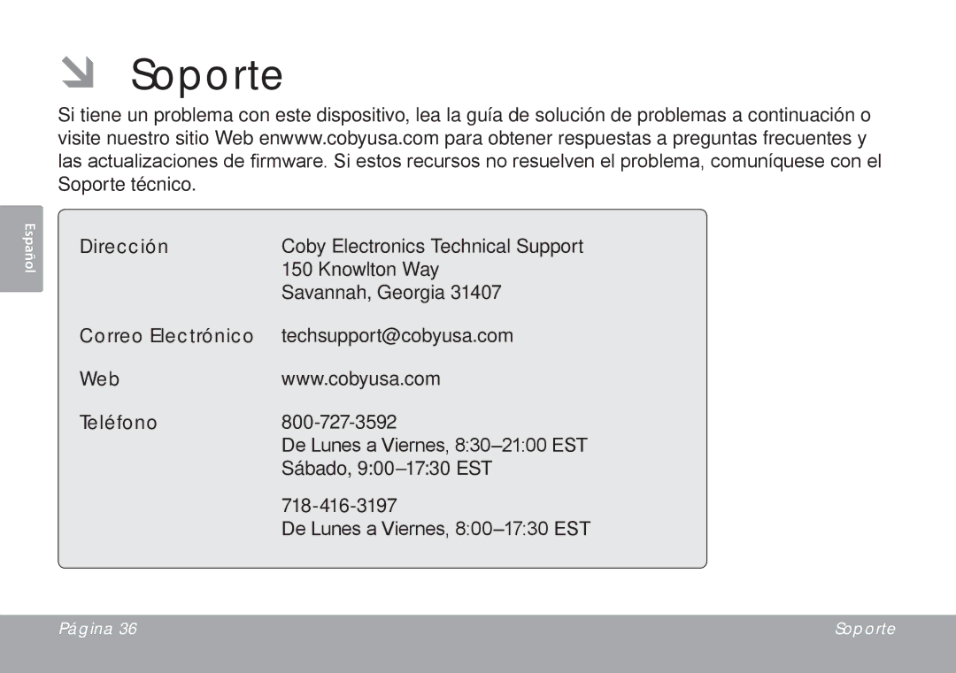 DeWalt CSMP145 instruction manual ÂÂ Soporte, Dirección, Correo Electrónico, Web Teléfono 