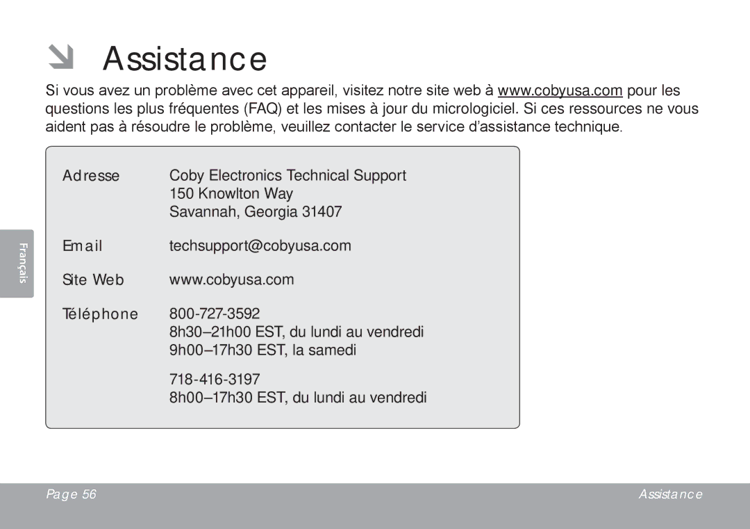 DeWalt CSMP145 instruction manual ÂÂ Assistance, Adresse, Site Web Téléphone 