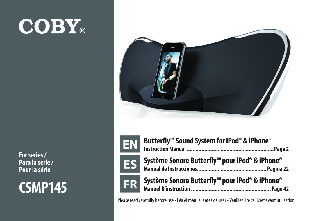 DeWalt CSMP145 instruction manual For series Para la serie Pour la série, Système Sonore Butterfly pour iPod & iPhone 