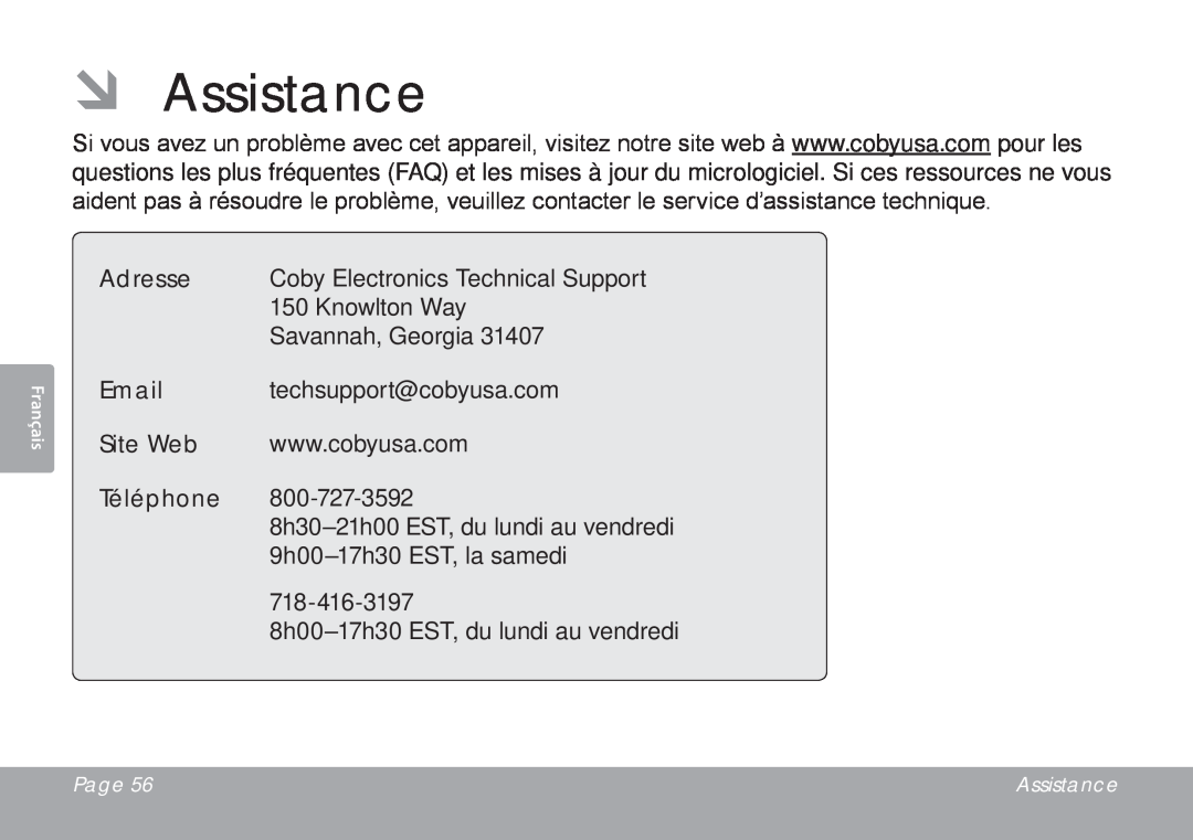 DeWalt CSMP145 instruction manual ÂÂ Assistance, Adresse, Site Web, Téléphone 