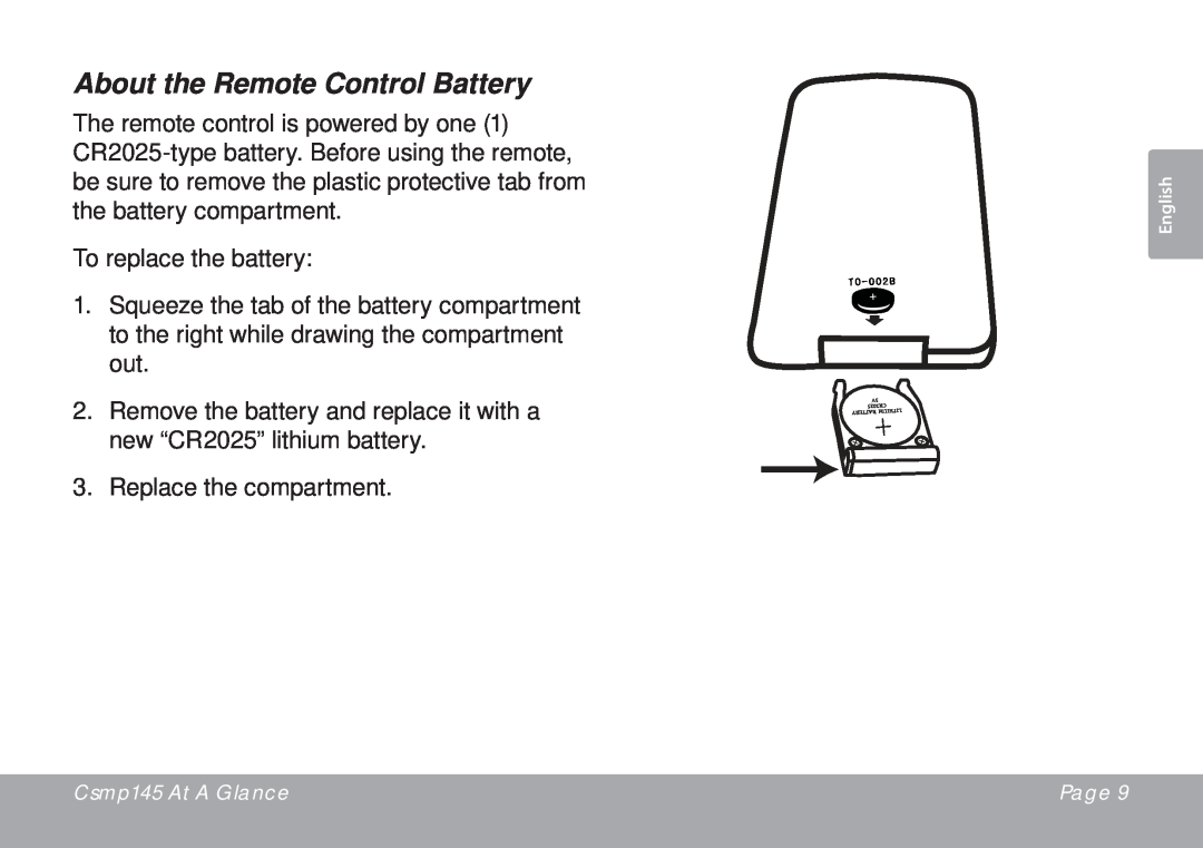 DeWalt CSMP145 instruction manual About the Remote Control Battery 