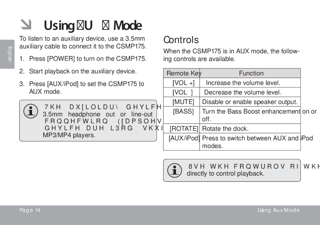 DeWalt CSMP175 instruction manual ÂÂ Using AUX Mode 