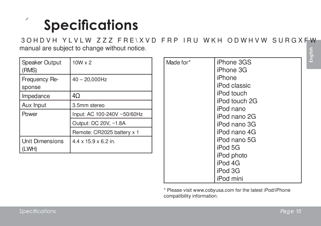 DeWalt CSMP175 instruction manual ÂÂ Specifications 