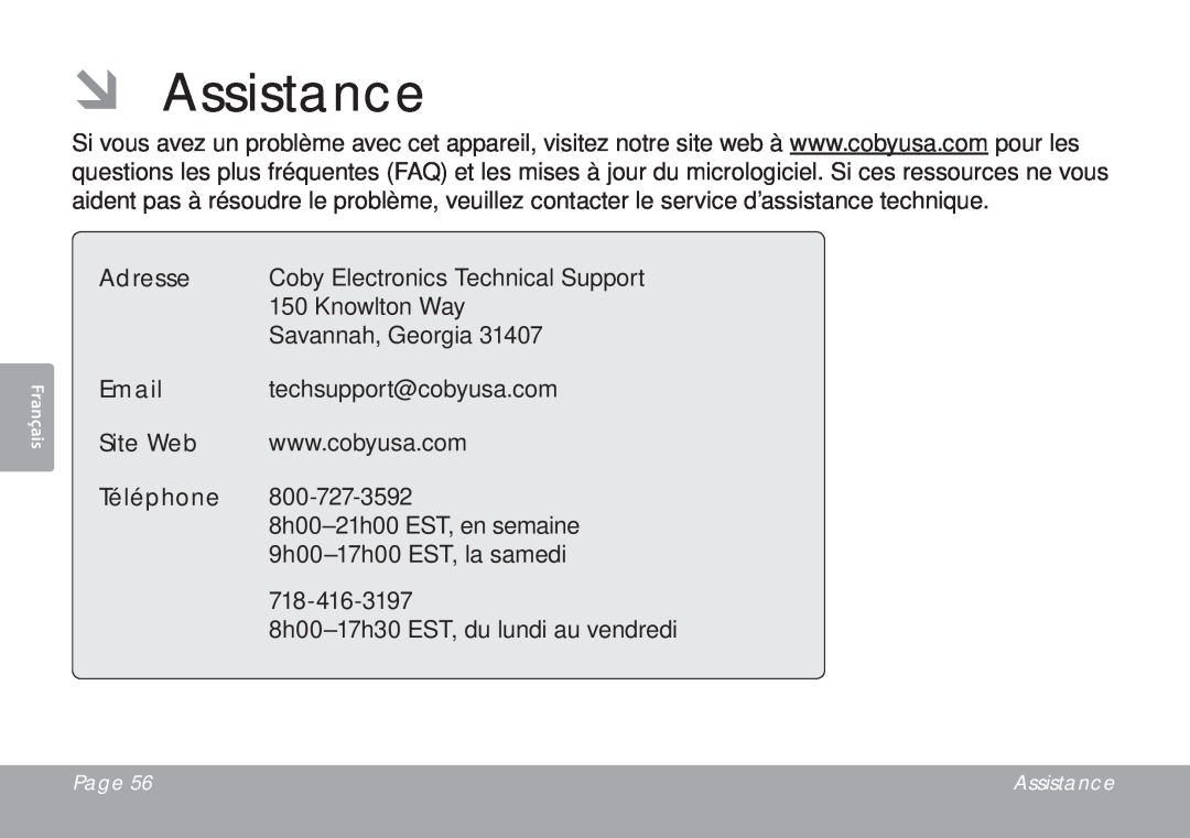 DeWalt CSMP175 instruction manual ÂÂ Assistance, Adresse, Site Web, Téléphone 