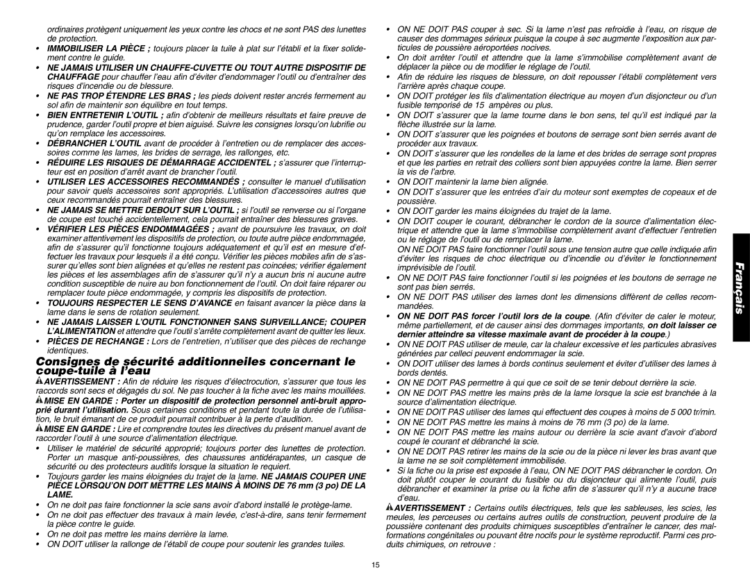 DeWalt D24000 instruction manual Français 