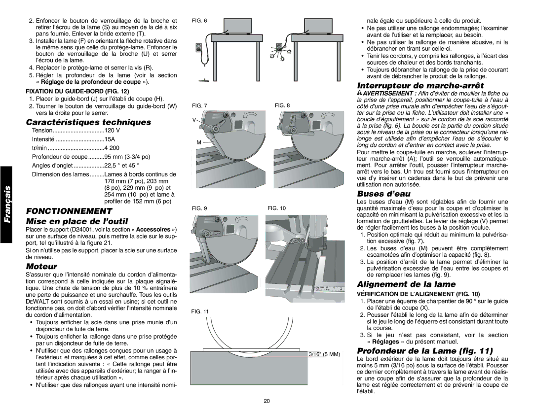 DeWalt D24000 instruction manual Fonctionnement 