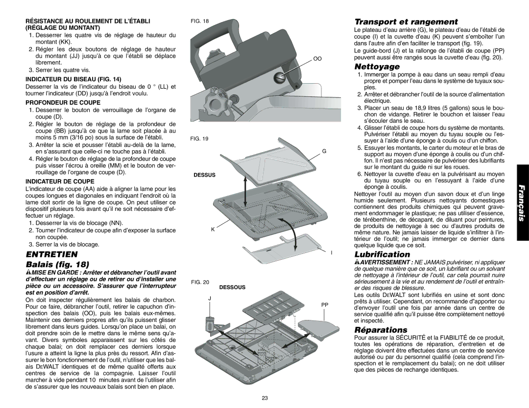 DeWalt D24000 instruction manual Entretien 