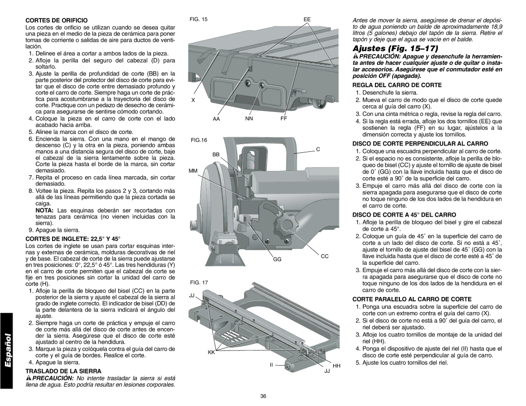 DeWalt D24000 instruction manual Ajustes Fig 