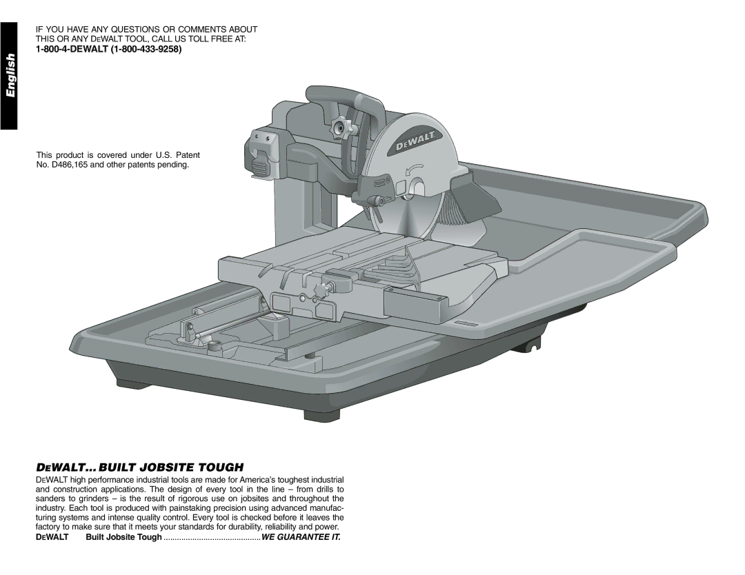 DeWalt D24000R instruction manual DEWALT… Built Jobsite Tough 