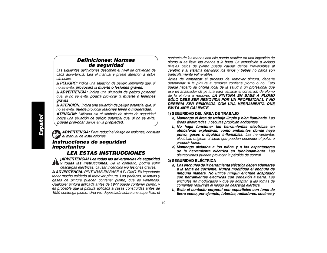 DeWalt D26411 Definiciones Normas De seguridad, Instrucciones de seguridad importantes, LEA Estas Instrucciones 