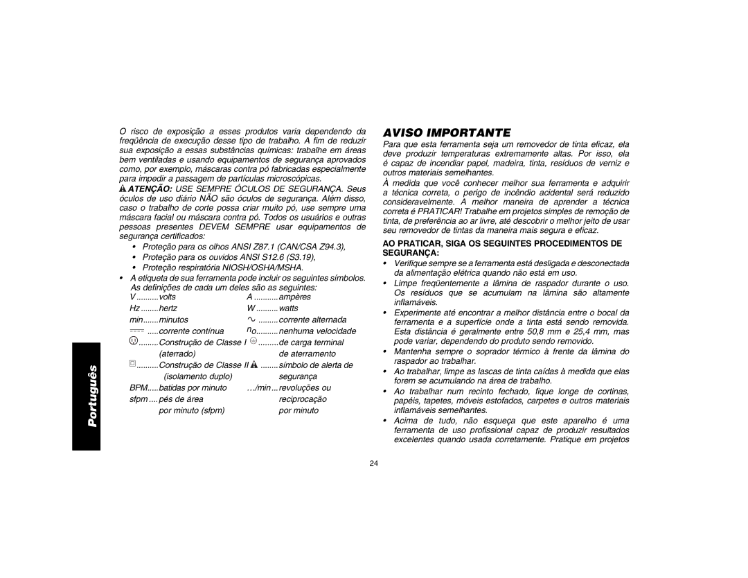 DeWalt D26411 instruction manual Aviso Importante, AO PRATICAR, Siga OS Seguintes Procedimentos DE Segurança 