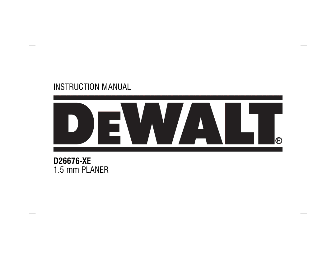 DeWalt D26676-XE instruction manual 