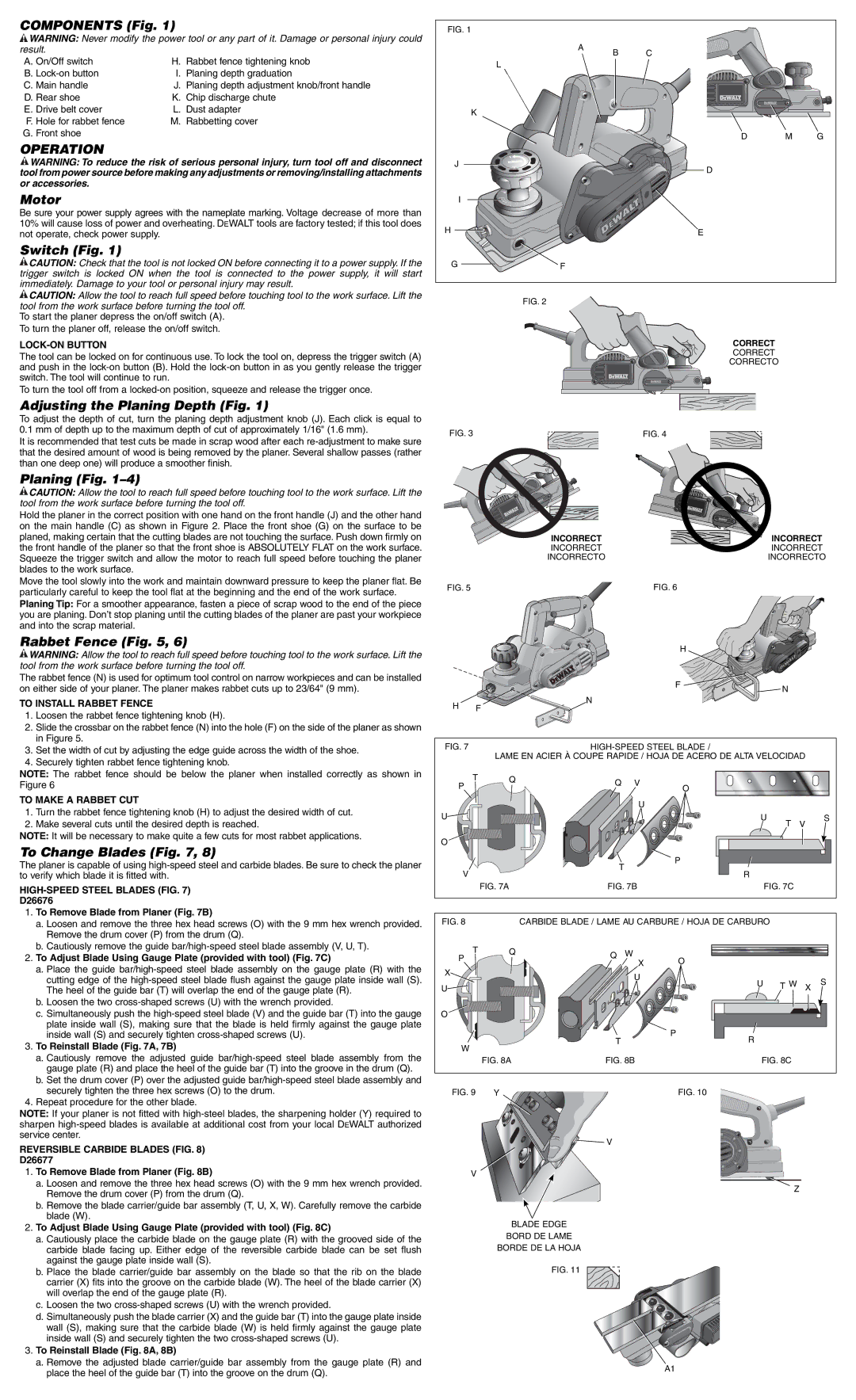 DeWalt D26676 instruction manual Operation 