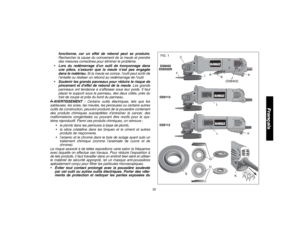 DeWalt instruction manual D28402 D28402N D28110 D28112 