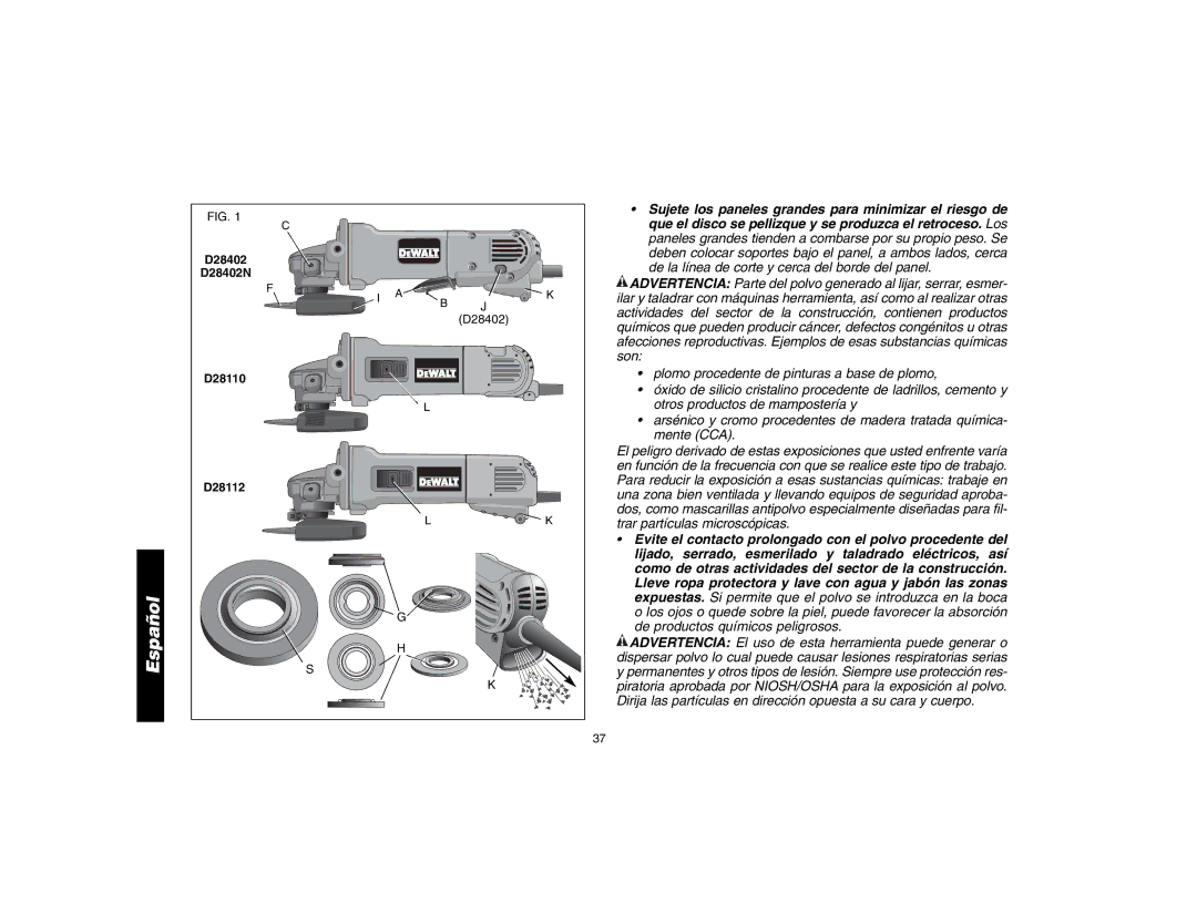 DeWalt instruction manual D28402 D28402N D28110 D28112 