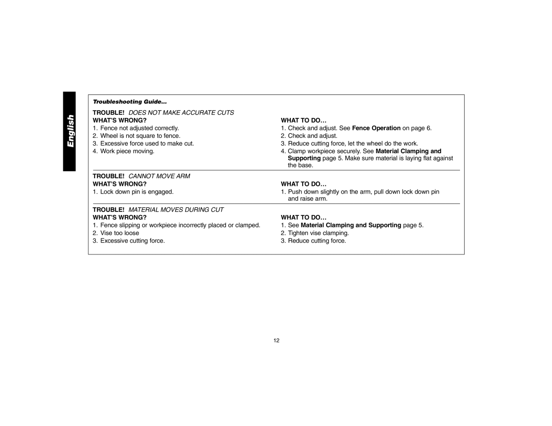 DeWalt D28700, 621106-00 instruction manual See Material Clamping and Supporting 